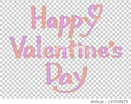Happy Valentine’s Day ハッピーバレンタイン手書き文字 薄紫 Happy Valentine’s Day ハッピーバレンタイン手書き文字 薄紫 135938879