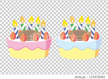 ローソクの輝くポップなお祝いホールケーキ ローソクの輝くポップなお祝いホールケーキ 135938992