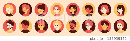 人物アバターセット　人物プロフィールアイコンセット 135939552