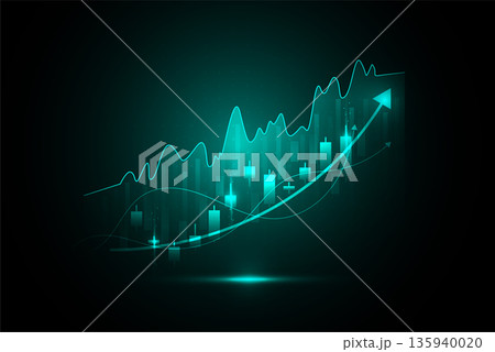 Business candle stick graph chart of stock market investment trading on white background design. Bullish point, Trend of graph. Vector illustration 135940020