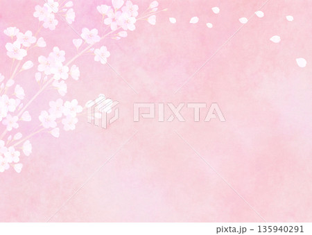 満開の桜と和紙の春イメージ背景 ソメイヨシノ 満開の桜と和紙の春イメージ背景 ソメイヨシノ 135940291