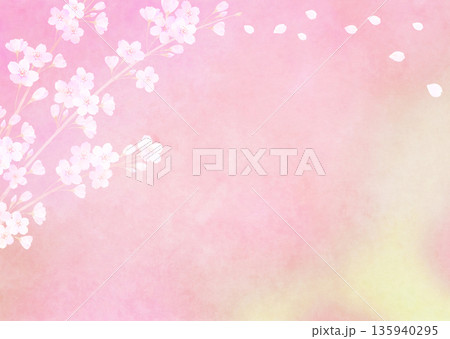 満開の桜と和紙の春イメージ背景 ソメイヨシノ 満開の桜と和紙の春イメージ背景 ソメイヨシノ 135940295
