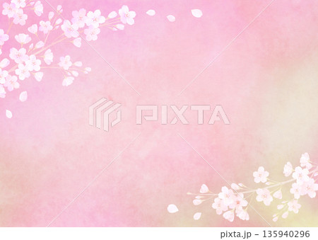 満開の桜と和紙の春イメージ背景 ソメイヨシノ 満開の桜と和紙の春イメージ背景 ソメイヨシノ 135940296
