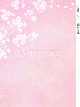 満開の桜と和紙の春イメージ背景 ソメイヨシノ 135940299