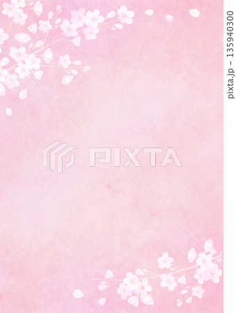 満開の桜と和紙の春イメージ背景 ソメイヨシノ 135940300