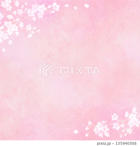 満開の桜と和紙の春イメージ背景 ソメイヨシノ 満開の桜と和紙の春イメージ背景 ソメイヨシノ 135940308