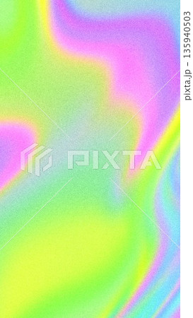 Iridescent lo-fi grain noise gradient Fluid Wave Pattern in Pastel Green, Pink, Blue, Y2K Aesthetic 135940503