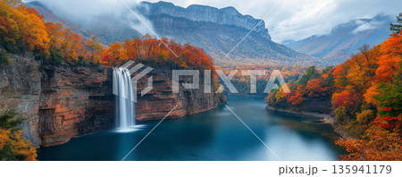 美しい紅葉と月 美しい紅葉と月 135941179