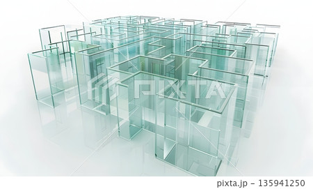透明ガラスの迷路 135941250