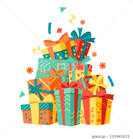 Background with gift boxes. Colorful presents for celebration, discounts or promotions. Background with gift boxes. Colorful presents for celebration, discounts or promotions. 135941615