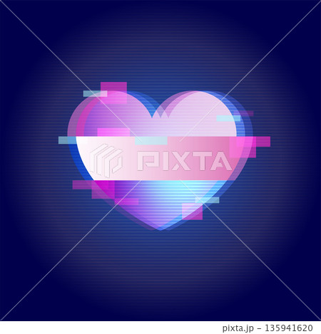 Like and Love Glitch Social Media Technology Icon Like and Love Glitch Social Media Technology Icon 135941620