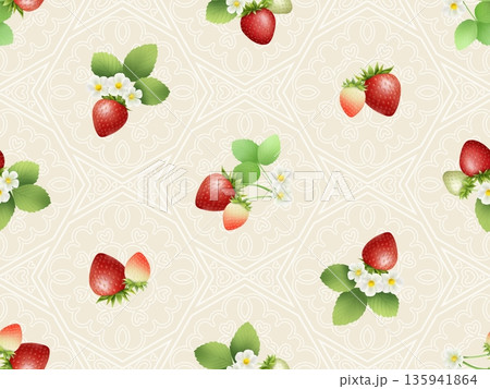 イチゴのシームレスパターン　B-6 135941864