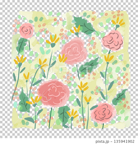 水彩の花柄 壁紙 素材イラスト 水彩の花柄 壁紙 素材イラスト 135941902