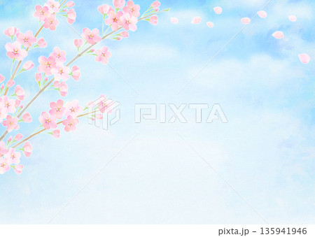 青空と桜の春フレーム(和紙)ソメイヨシノ 青空と桜の春フレーム(和紙)ソメイヨシノ 135941946