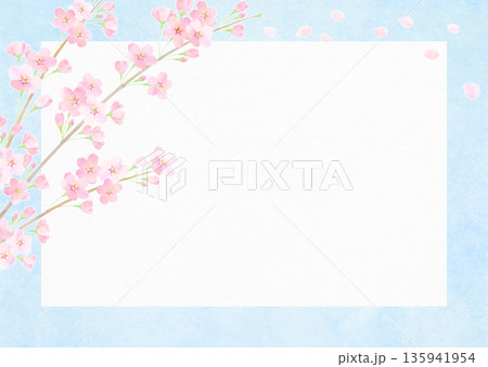 青空と桜の春フレーム(和紙)ソメイヨシノ 青空と桜の春フレーム(和紙)ソメイヨシノ 135941954