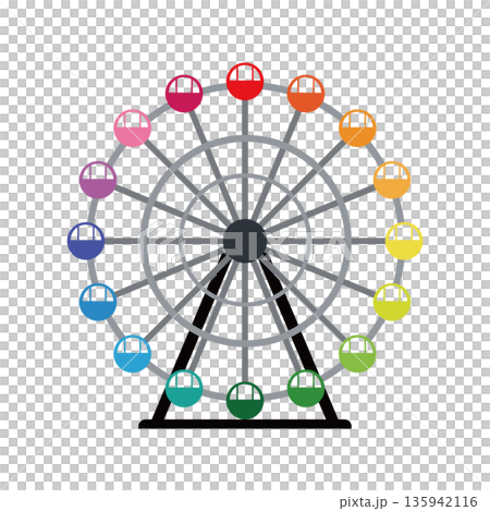 色彩繽紛的摩天輪插圖 135942116