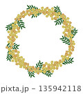 【ミモザのフレーム】手刺繍イラスト素材 135942118