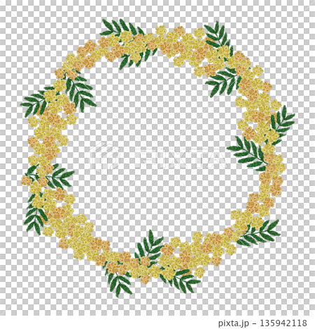 [Mimosa frame] Hand embroidery illustration material 135942118