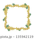【ミモザのフレーム】手刺繍イラスト素材 135942119