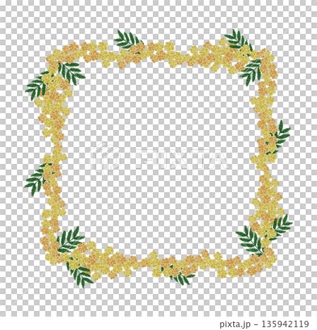 [Mimosa frame] Hand embroidery illustration material 135942119