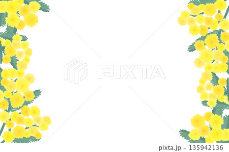 手描きのミモザの左右フレーム_横 手描きのミモザの左右フレーム_横 135942136