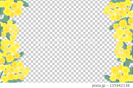 手描きのミモザの左右フレーム_横 手描きのミモザの左右フレーム_横 135942136