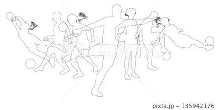 Soccer Football Players Silhouettes Soccer Football Players Silhouettes 135942176