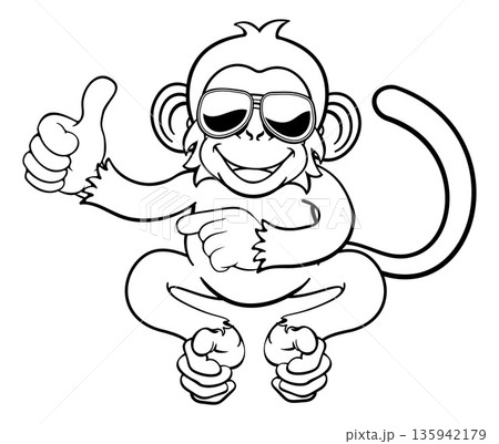 Monkey Sunglasses Cartoon Thumbs Up Pointing Monkey Sunglasses Cartoon Thumbs Up Pointing 135942179
