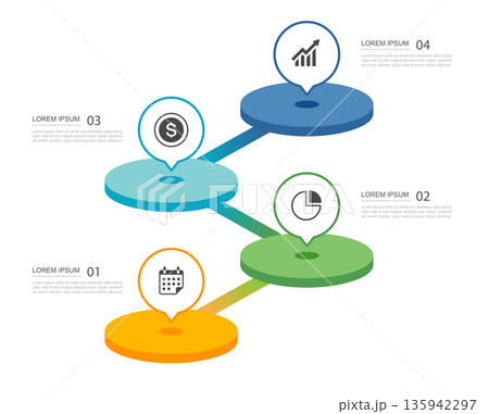 Business timeline infographic process with four steps data. Business timeline infographic process with four steps data. 135942297