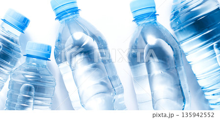 Several plastic water bottles 135942552