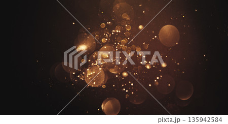 Golden abstract bokeh on black background. Golden abstract bokeh on black background. 135942584