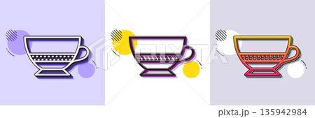 Bombon coffee icon. Halftone dotted pattern. Gradient icon with grain shadow. Hot drink sign. Beverage symbol. Line bombon coffee icon. Various designs. Vector 135942984