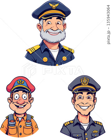 Smiling aviator, captain and firefighter showing professionalism and confidence Smiling aviator, captain and firefighter showing professionalism and confidence 135943064