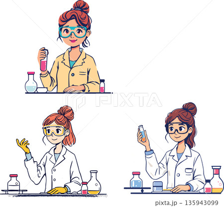 Female scientist holding test tube and making experiments in laboratory Female scientist holding test tube and making experiments in laboratory 135943099
