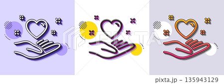 Hold heart line icon. Halftone dotted pattern. Gradient icon with grain shadow. Friends love sign. Friendship hand symbol. Line hold heart icon. Various designs. Vector Hold heart line icon. Halftone dotted pattern. Gradient icon with grain shadow. Friends love sign. Friendship hand symbol. Line hold heart icon. Various designs. Vector 135943129