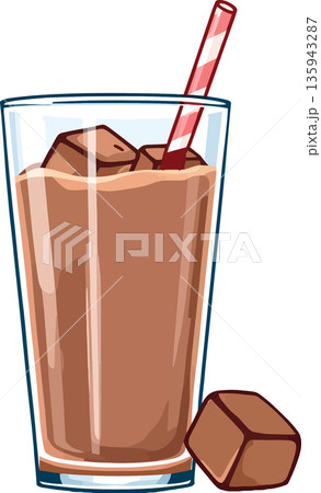 Vsai refreshing chocolate milkshake with ice cubes 135943287