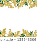 【ミモザのフレーム】手刺繍イラスト素材 135943306