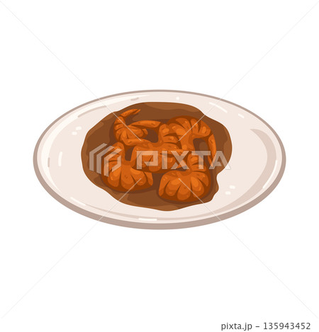 Illustration of Shrimp with sauce Illustration of Shrimp with sauce 135943452