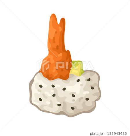 Illustration of Shrimp tempura roll Illustration of Shrimp tempura roll 135943486
