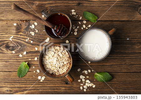 Healthy Detox Breakfast Ingredients on Wooden Table 135943803