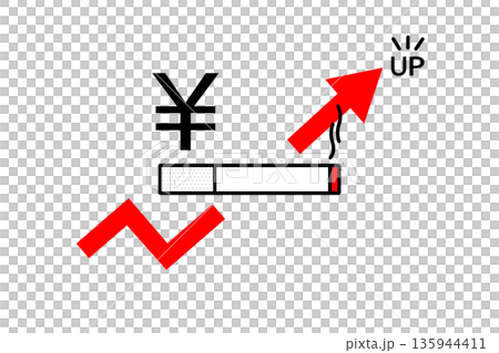 Illustration of an increase in cigarette prices 135944411