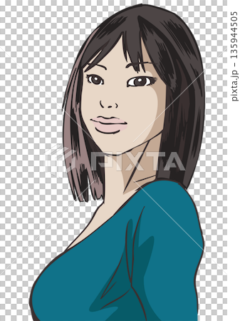 遠くを見つめている黒髪でアジア系の女性 135944505