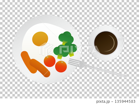 早餐和咖啡插畫素材 135944583