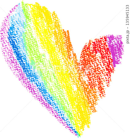 Chalk Drawn Rainbow Heart Child Illustration Chalk Drawn Rainbow Heart Child Illustration 135945133