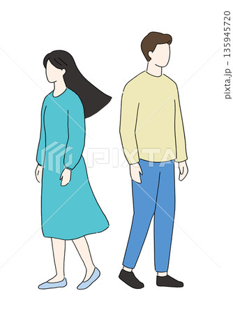 別れをイメージしたカップルのイラスト 別れをイメージしたカップルのイラスト 135945720