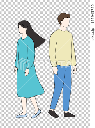 別れをイメージしたカップルのイラスト 別れをイメージしたカップルのイラスト 135945720