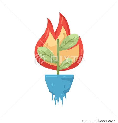 Illustration of burning plant  135945927