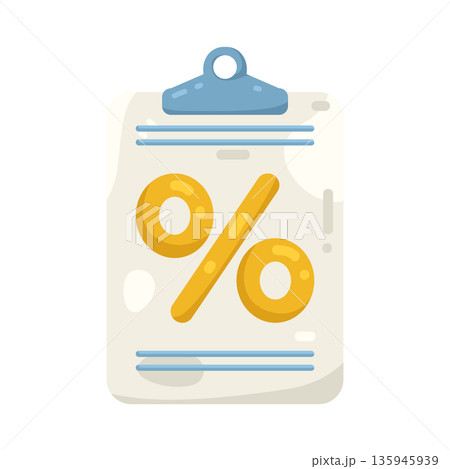 Illustration of percentage sign on a clipboard Illustration of percentage sign on a clipboard 135945939