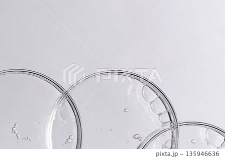 Liquid cosmetic product for the skin in a Petri dish. Copy space Liquid cosmetic product for the skin in a Petri dish. Copy space 135946636