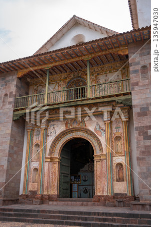 Ornate Facade of the Andahuaylillas Church in the Peruvian Andes Ornate Facade of the Andahuaylillas Church in the Peruvian Andes 135947030